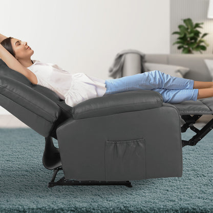 Home Recliner Chair - PU Leather Sofa Lounge Armchair MARLO GREY - Image 9