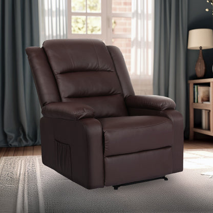 Home Recliner Chair - PU Leather Sofa Lounge Armchair MARLO BROWN - Image 4