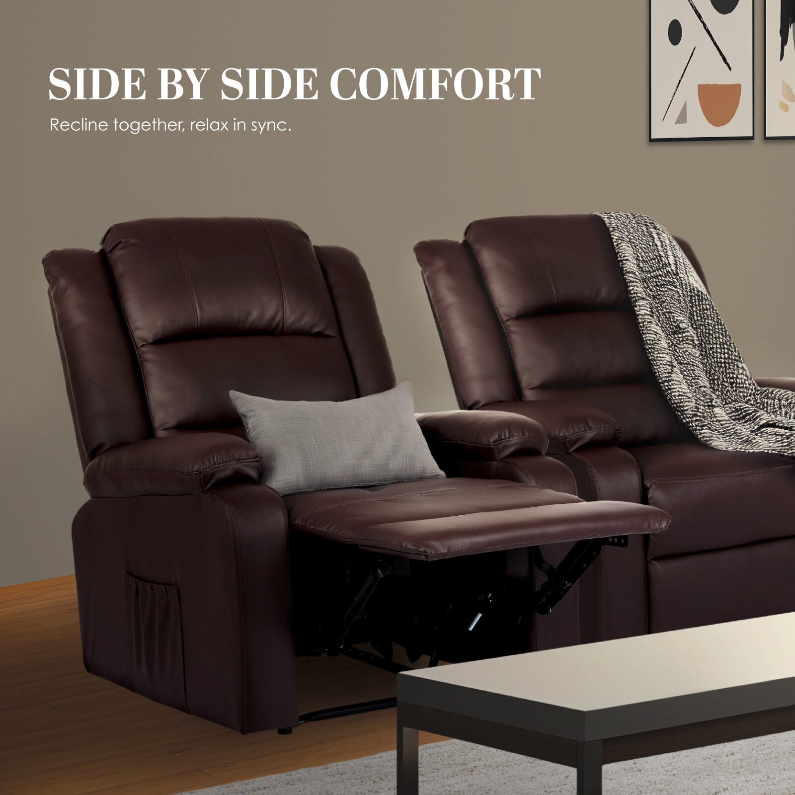 Home Recliner Chair - PU Leather Sofa Lounge Armchair MARLO BROWN - Image 5