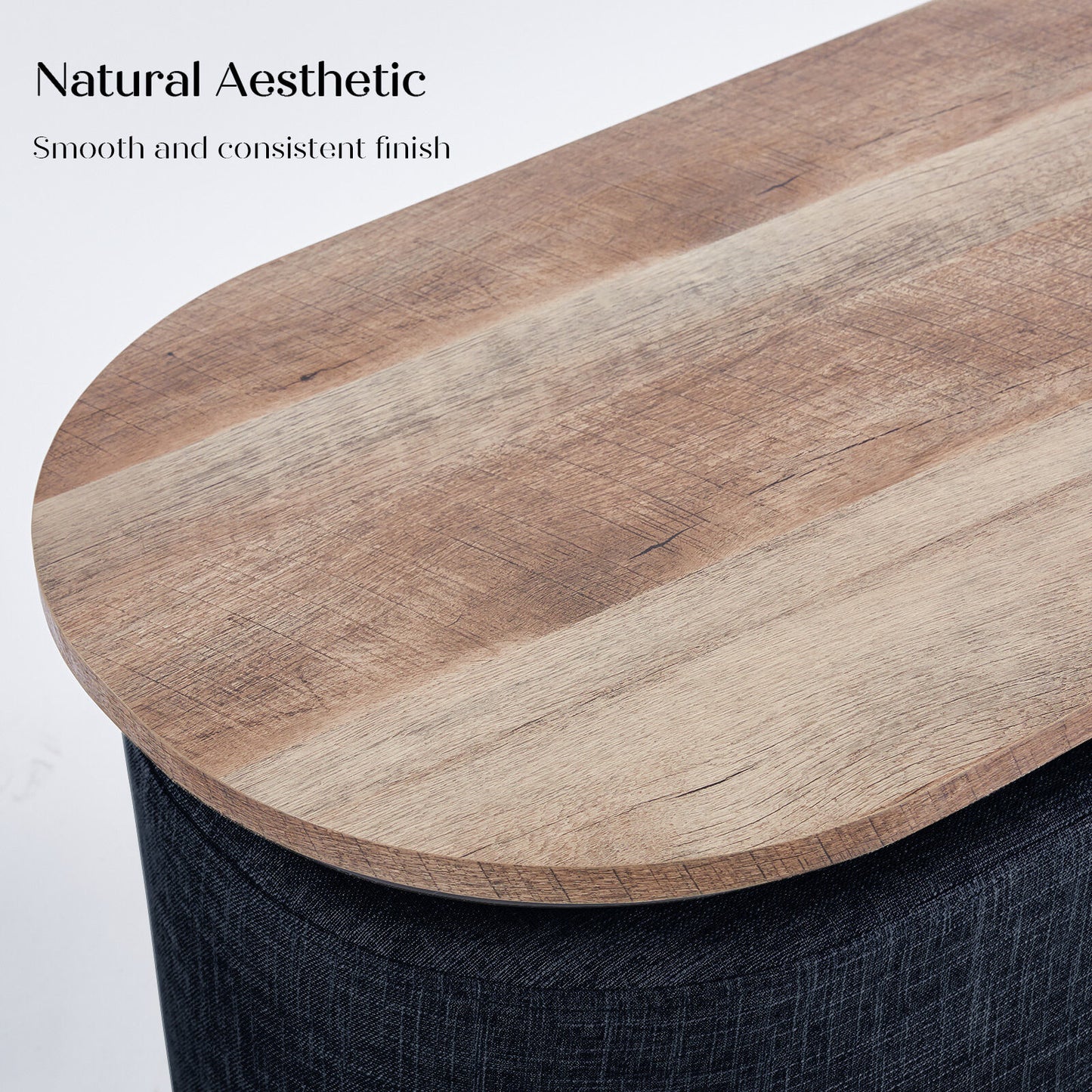 3 Piece Set Coffee Table & Ottoman Wood Side End Table Industrial - Black - Image 4