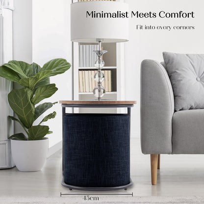 3 Piece Set Coffee Table & Ottoman Wood Side End Table Industrial - Black - Image 5