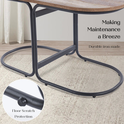3 Piece Set Coffee Table & Ottoman Wood Side End Table Industrial - Black - Image 9