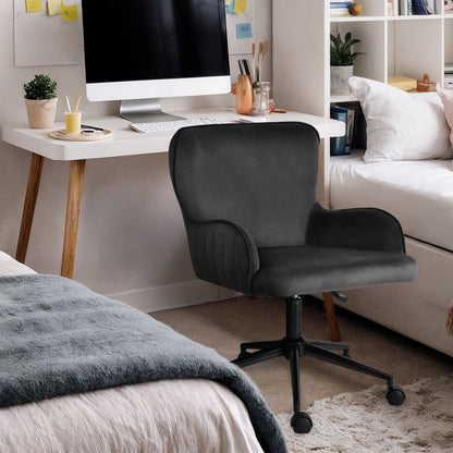 Desk Armchair - Home Office Swivel Chair Adjustable Height Seat PLUME BLACK - Image 5