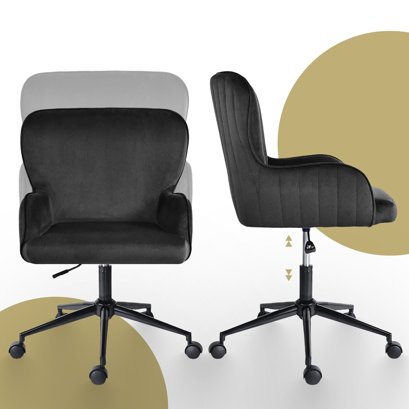 Desk Armchair - Home Office Swivel Chair Adjustable Height Seat PLUME BLACK - Image 7