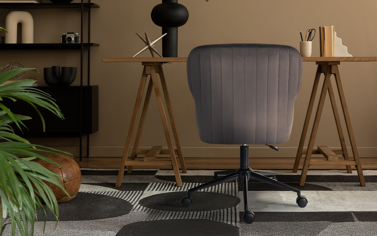 Desk Armchair - Home Office Swivel Chair Adjustable Height Seat PLUME GREY - Image 2