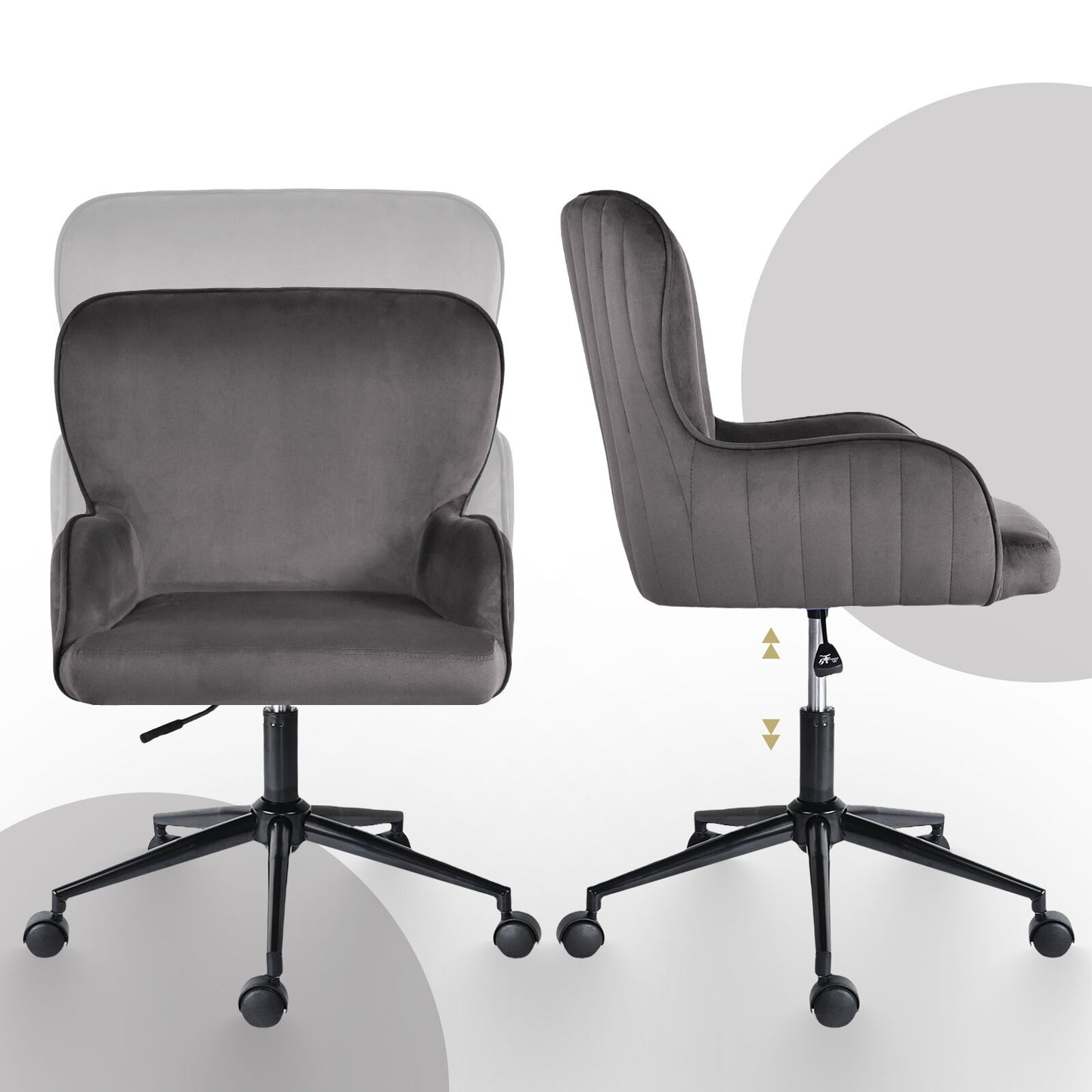 Desk Armchair - Home Office Swivel Chair Adjustable Height Seat PLUME GREY - Image 7