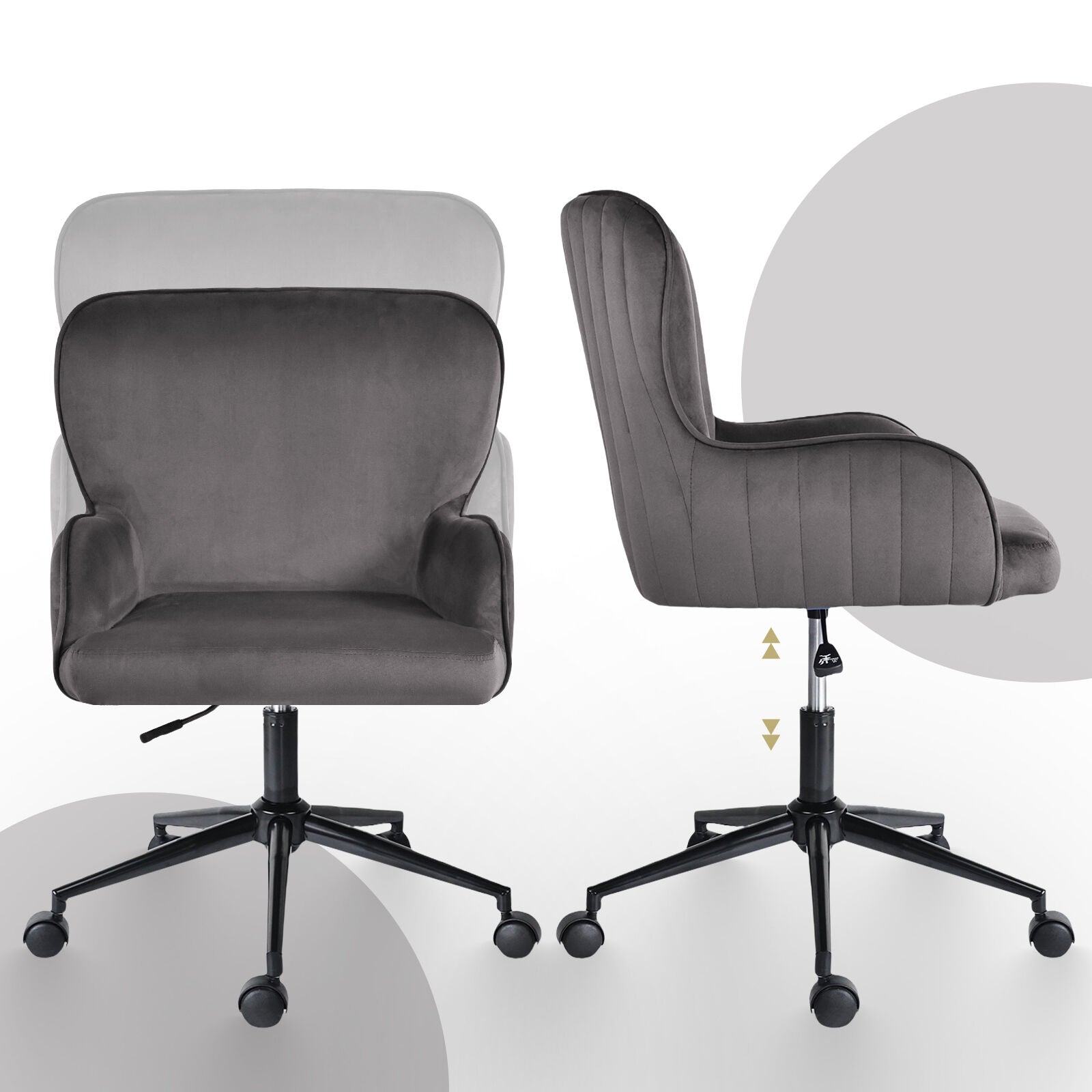 Desk Armchair - Home Office Swivel Chair Adjustable Height Seat PLUME GREY - Image 7