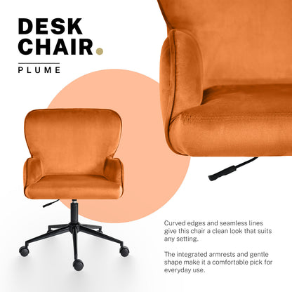 Desk Armchair - Home Office Swivel Chair Adjustable Height Seat PLUME ORANGE - Image 3