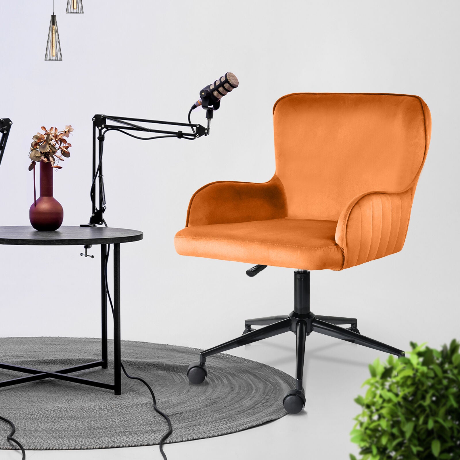 Desk Armchair - Home Office Swivel Chair Adjustable Height Seat PLUME ORANGE - Image 5