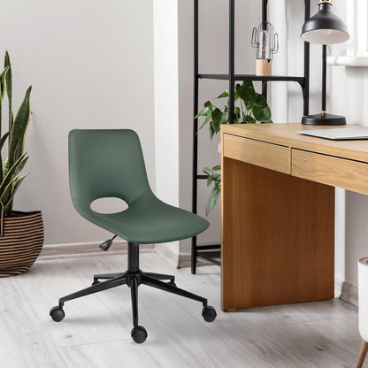 2 Set Office Desk Chair - PU Leather Home Swivel Chair Cut-Out Seat HALO GREEN - Image 6