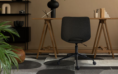 2 Set Office Desk Chair - Loop Yarn Fabric Home Swivel Chair Cut-Out Seat HALO BLACK - Image 2