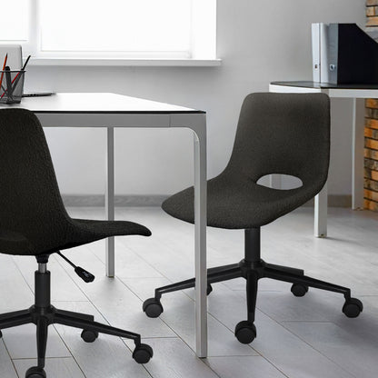 2 Set Office Desk Chair - Loop Yarn Fabric Home Swivel Chair Cut-Out Seat HALO BLACK - Image 6