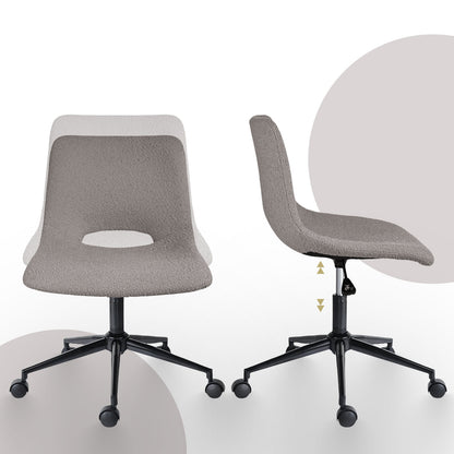 2 Set Office Desk Chair - Loop Yarn Fabric Home Swivel Chair Cut-Out Seat HALO GREY - Image 6