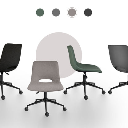 2 Set Office Desk Chair - Loop Yarn Fabric Home Swivel Chair Cut-Out Seat HALO GREY - Image 9