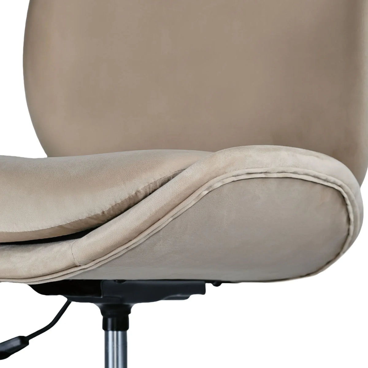 Office Desk Chair - Velvet Armless Swivel Study Seat OVOID PALE KHAKI - Image 9