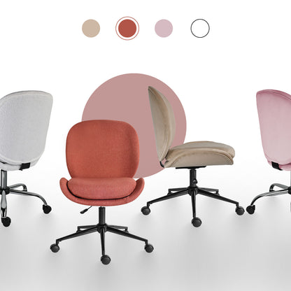 Office Desk Chair - Linen Fabric Armless Swivel Study Seat OVOID EARTHY RED - Image 5