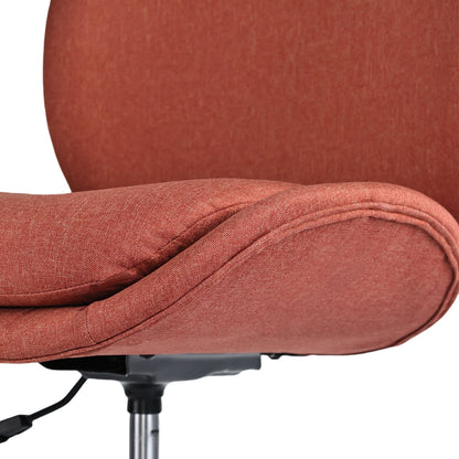 Office Desk Chair - Linen Fabric Armless Swivel Study Seat OVOID EARTHY RED - Image 8