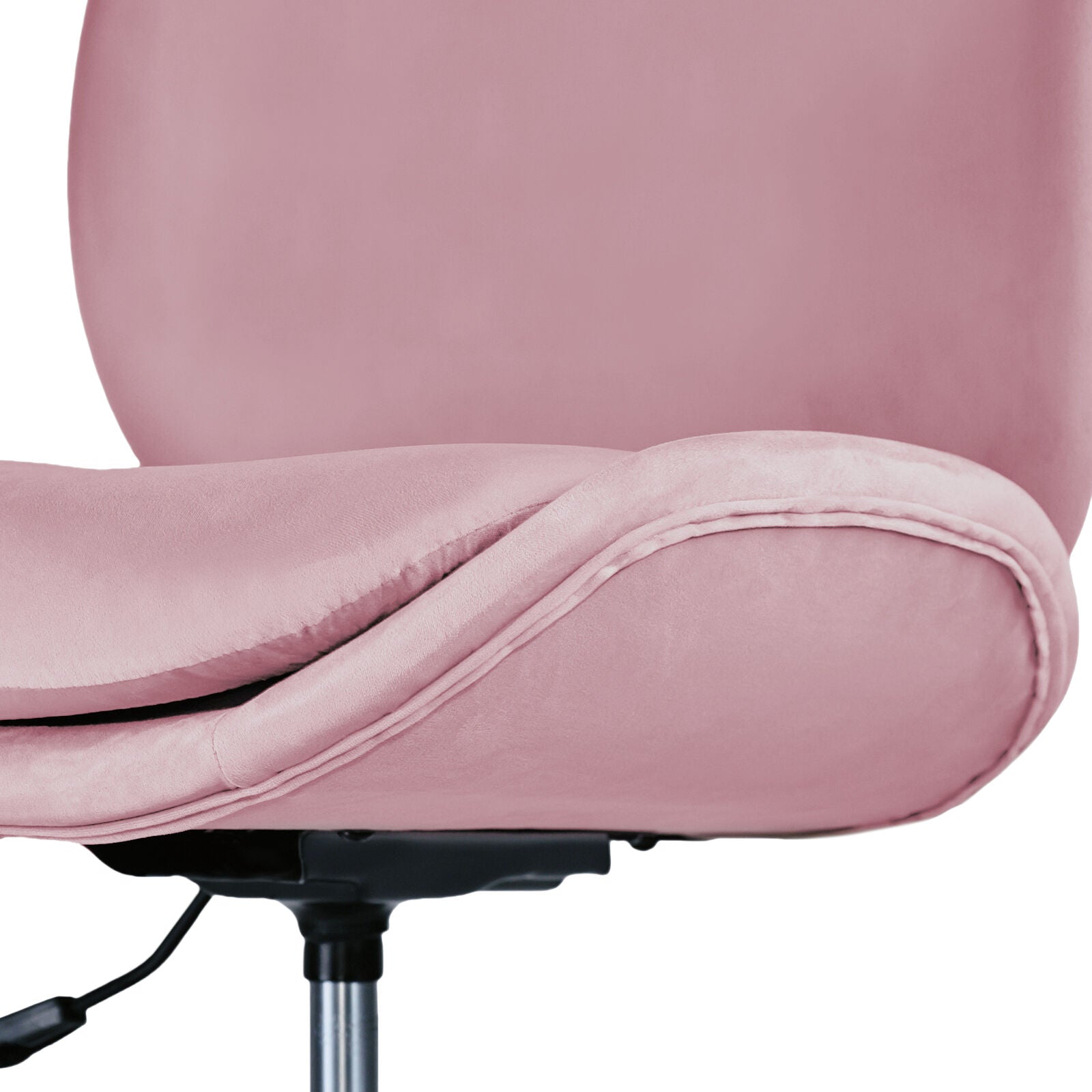 Office Desk Chair - Velvet Armless Swivel Study Seat OVOID PINK - Image 9