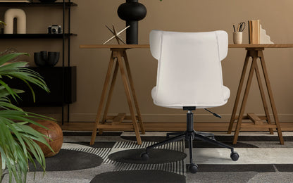 Office Desk Chair - PU Leather Home Office Swivel Chair Computer Seat WHITE - Image 2