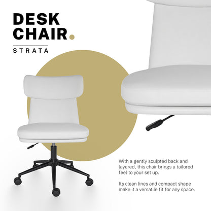 Office Desk Chair - PU Leather Home Office Swivel Chair Computer Seat WHITE - Image 3