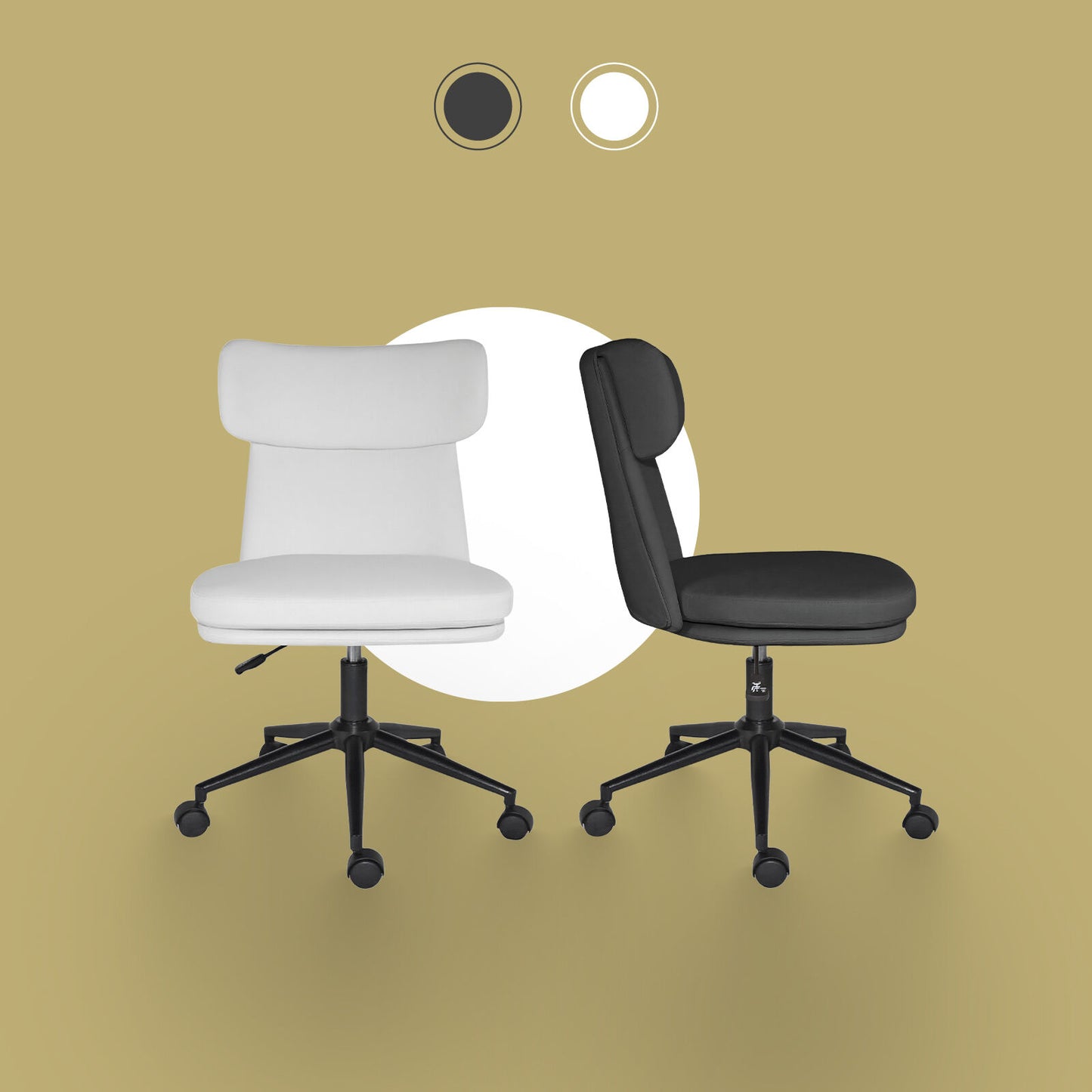 Office Desk Chair - PU Leather Home Office Swivel Chair Computer Seat WHITE - Image 6