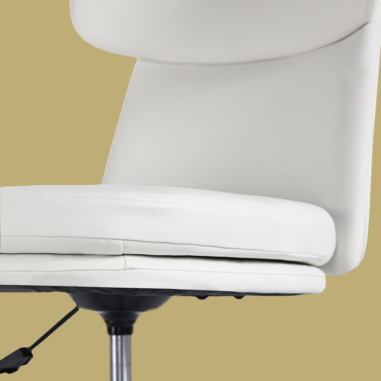 Office Desk Chair - PU Leather Home Office Swivel Chair Computer Seat WHITE - Image 7