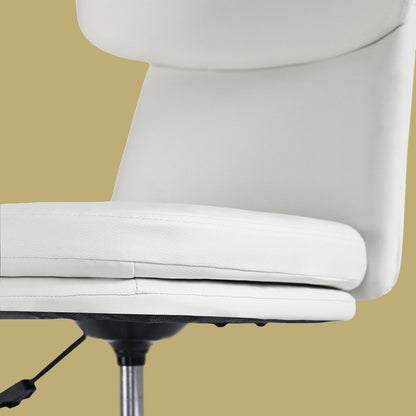 Office Desk Chair - PU Leather Home Office Swivel Chair Computer Seat WHITE - Image 7