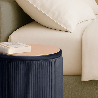 2X Side Table Storage Ottoman - Velvet Stool MIRA Black - Image 5