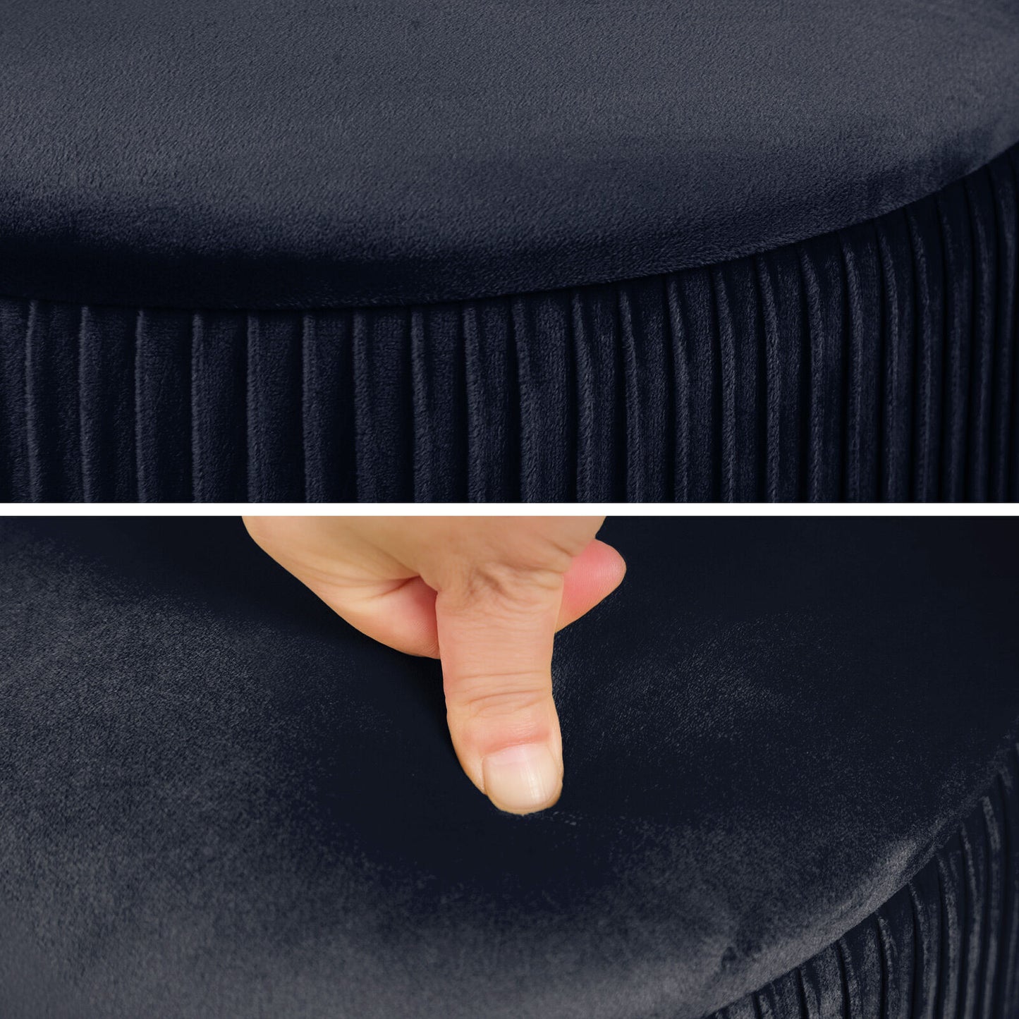 2X Side Table Storage Ottoman - Velvet Stool MIRA Black - Image 7