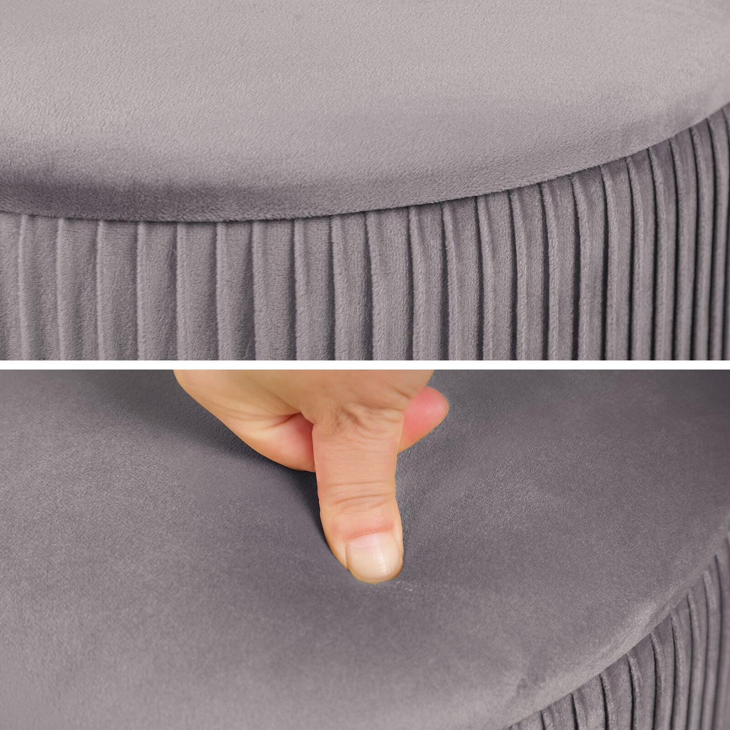 2X Side Table Storage Ottoman - Velvet Stool MIRA Grey - Image 8