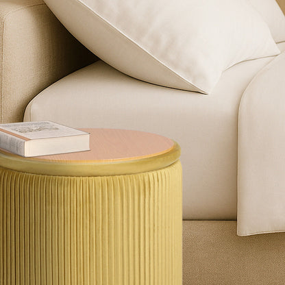 2X Side Table Storage Ottoman - Velvet Stool MIRA Mustard - Image 6