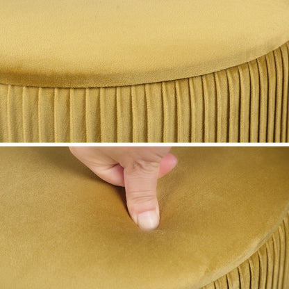 2X Side Table Storage Ottoman - Velvet Stool MIRA Mustard - Image 8