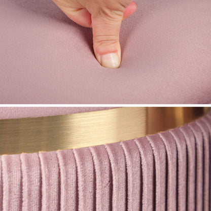 2X Side Table Storage Ottoman - Velvet Padded Stool Vanity Footstool REMI Pink - Image 7