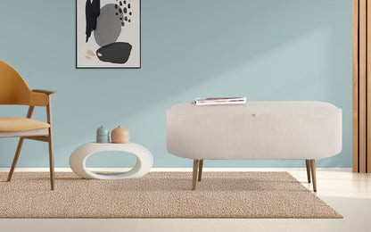 Coffee Table Storage Ottoman - Corduroy Padded Blanket Box Bench ESME CREAM - Image 2