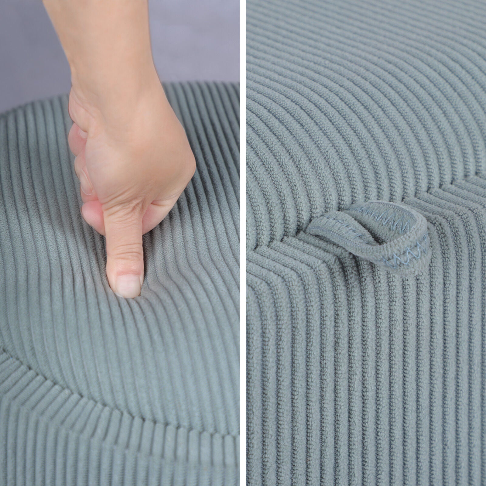 Coffee Table Storage Ottoman - Corduroy Padded Blanket Box Bench ESME - DUSTY BLUE - Image 8