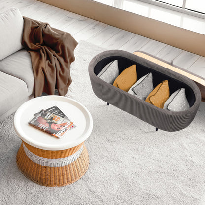 Coffee Table Storage Ottoman - Velvet Padded Blanket Box Bench IRENE GREY - Image 5