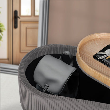 Coffee Table Storage Ottoman - Velvet Padded Blanket Box Bench IRENE GREY - Image 8