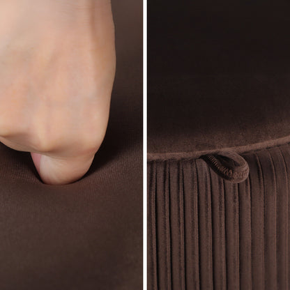 Side Table Storage Ottoman - Velvet Padded Stool Vanity Footstool CLEO BROWN - Image 8