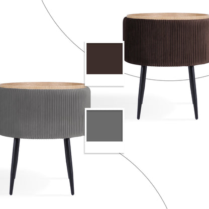Side Table Storage Ottoman - Velvet Padded Stool Vanity Footstool CLEO GREY - Image 4