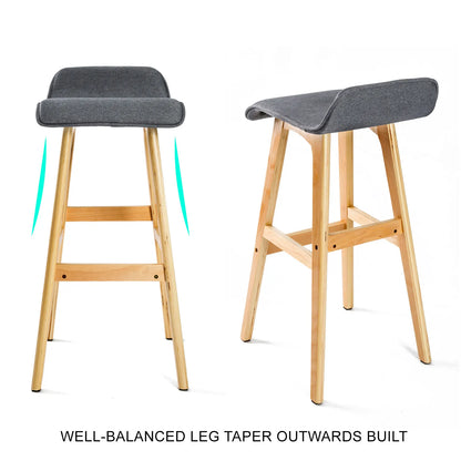 4X Wooden Bar Stool Dining Chair Fabric SOPHIA 74cm GREY - Image 4