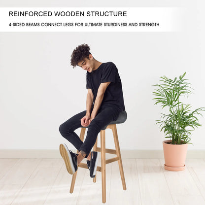 4X Wooden Bar Stool Dining Chair Fabric SOPHIA 74cm GREY - Image 7