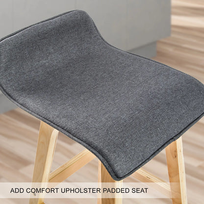 4X Wooden Bar Stool Dining Chair Fabric SOPHIA 74cm GREY - Image 9