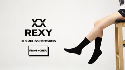 5X Rexy 3D Seamless Crew Socks Medium Slim Breathable BLACK - Image 2
