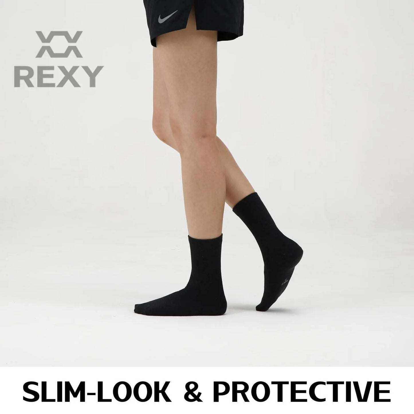 5X Rexy 3D Seamless Crew Socks Medium Slim Breathable BLACK - Image 4