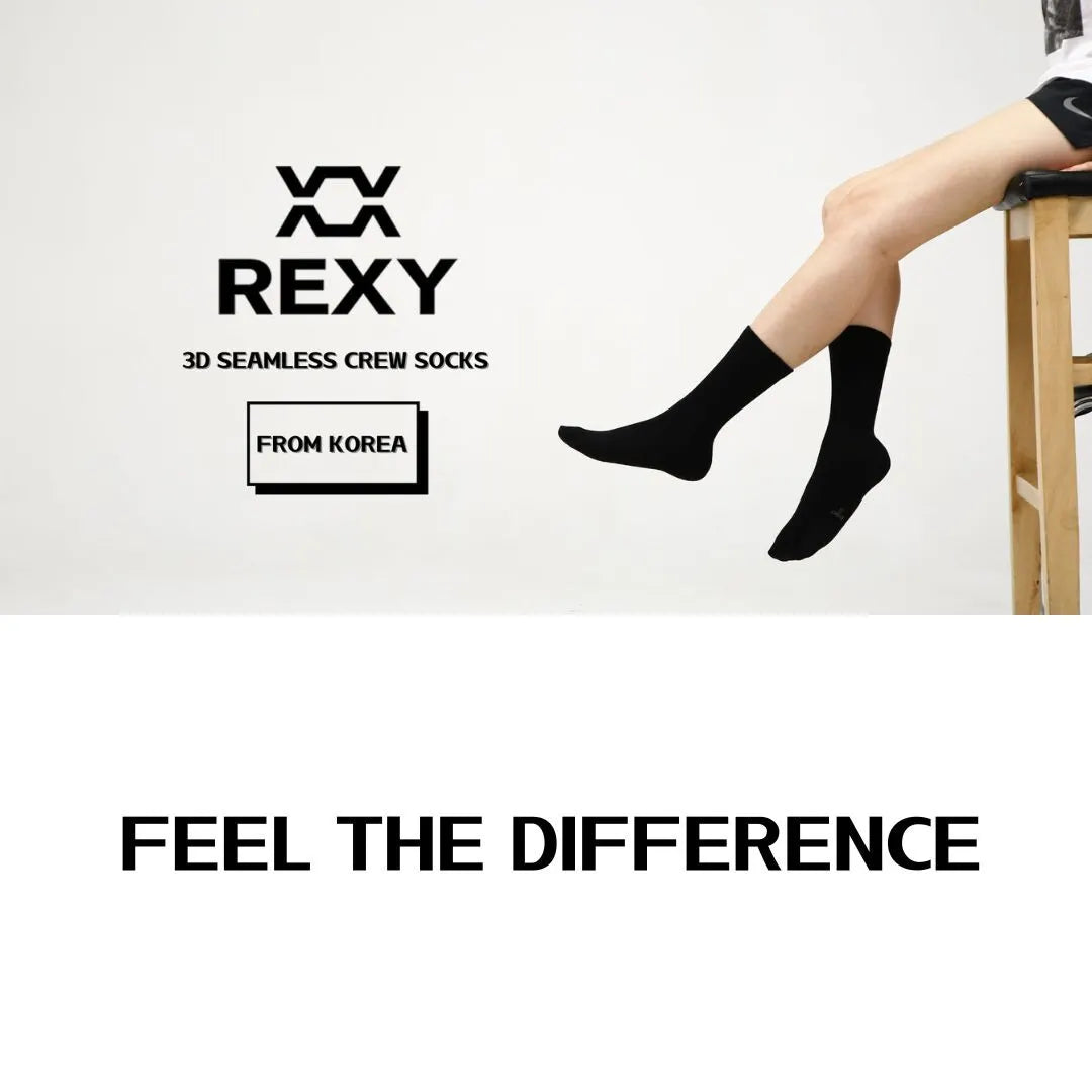 5X Rexy 3D Seamless Crew Socks Medium Slim Breathable BLACK - Image 8