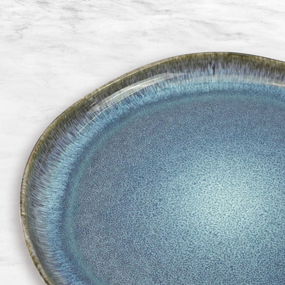 3 Pieces Reactive Glazed Ceramic Organic Fine Dinner Set with Plate and Bowl EARTHY AQUA - Image 3