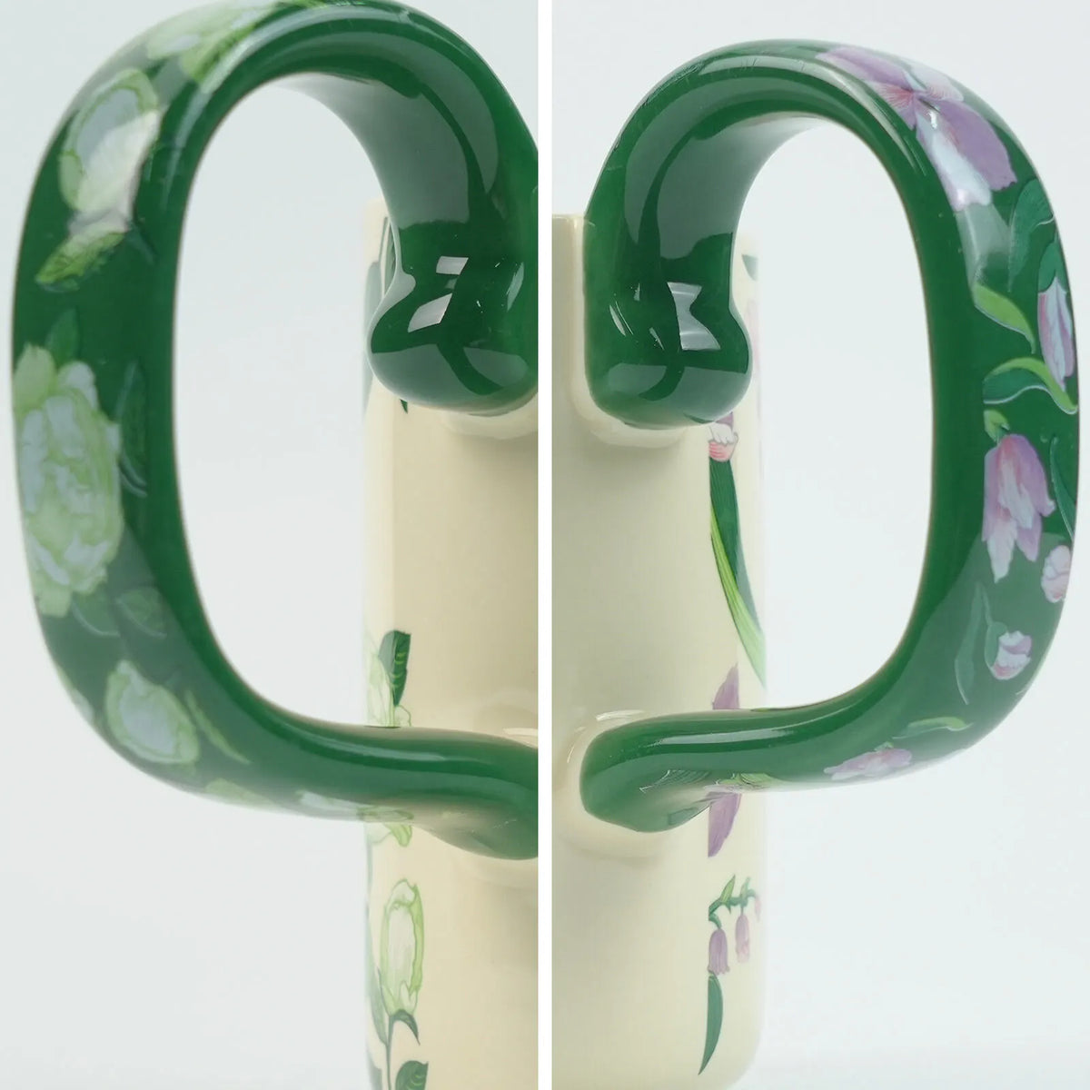 2X High-Fired Ceramic Porcelain Mug Set with Lid 400ml Vintage Floral Tea Spoon GREEN - Image 8