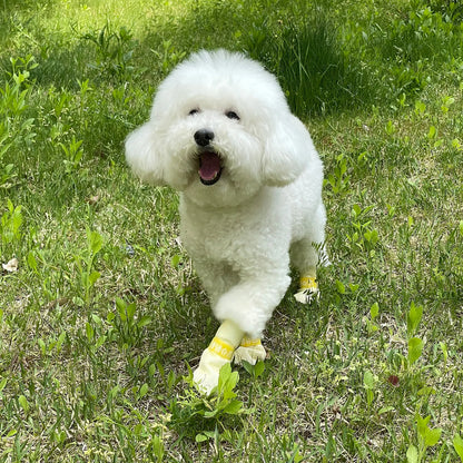 28pc X Dog Shoes Waterproof Disposable Boots Anti-Slip Pet Socks M YELLOW - Image 2