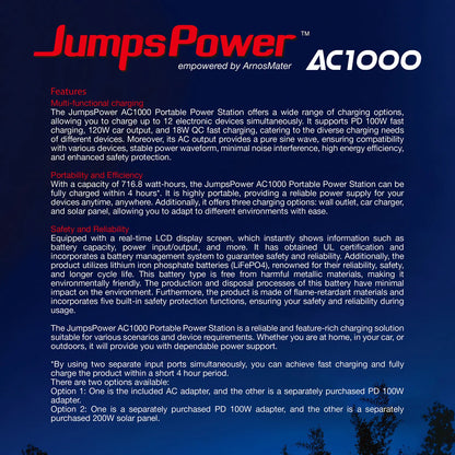 1000W Portable Power Station JumpsPower Battery Charger 716Wh LED Light - Image 4