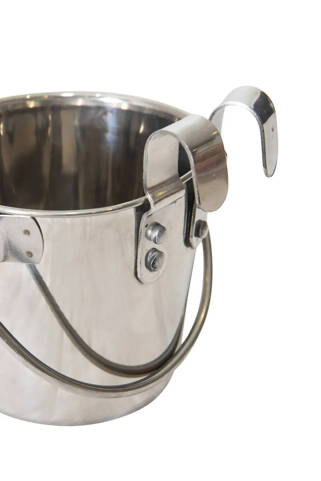 YES4PETS 2 x 946ml Stainless Steel Pet Parrot Feeder Dog Cat Bowl Water Bowls Flat Sided Bucket with Riveted Hooks - Image 3